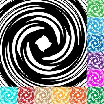Spiral, vortex background in many colors. Circular rotating pattern. Stock Illustration
