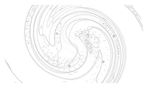 Spiral vortex of monochrome lines and scattered particles in light gray min.. 库存插图