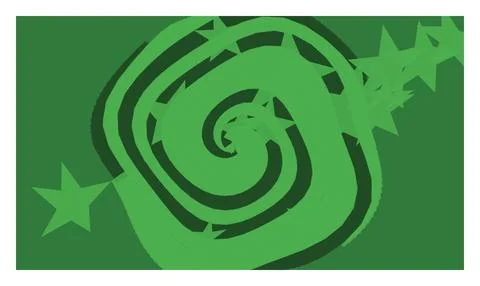 Spiral vortex pattern background with flying stars in vibrant green gradien.. Illustrazione stock