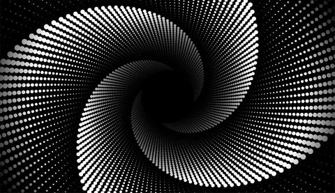Spiral wave from dots. Spinning dotted halftone vector spiral. Hypnotic 스톡 일러스트