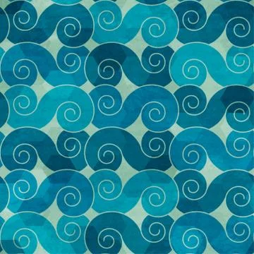 Spiral waves seamless pattern with grunge effect Stock Illustration