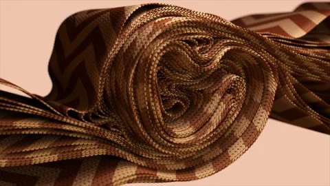 A spiraling 3D fabric with a herringbone pattern in warm earthy tones. 3D Stock Footage 255842032