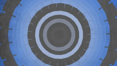Spiraling black and white lines in a striking blue circle framed by a sleek Vídeos de archivo 300777130