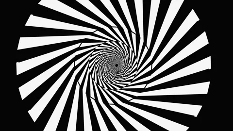 Spiraling black and white pattern with contrasting lines and motion Stock Footage 337069332