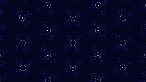 Spiraling blue circle pattern creates continuous design Vídeo Stock 303527404
