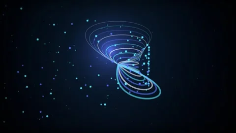 Spiraling Data Tunnel Loop - Blue Particle Network Flow Backdrop Stock Footage 341955211