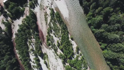 Spiraling down toward Mazama River in Methow Valley Washington Stock Footage 146243488