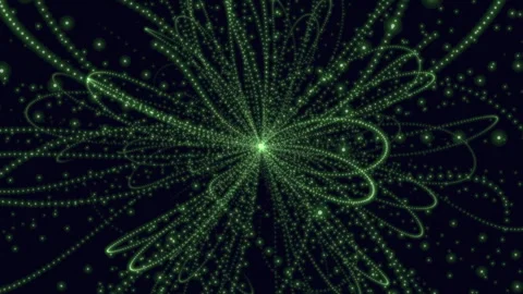 Spiraling green lines and dots on dark background Stock-Footage 263794641