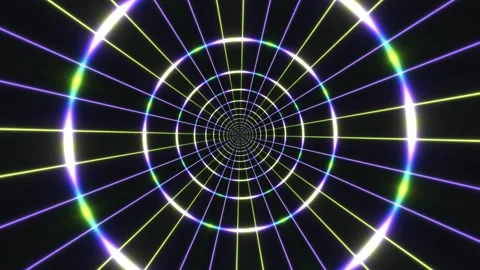 Spiraling light pattern with neon lines in a dark space Stock Footage 339329657