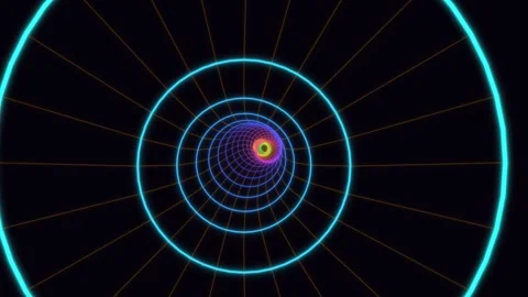 Spiraling lines create a dynamic visual in the dark background Stock Footage 337233752