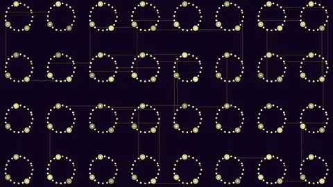 Spiraling loop of interconnected circles creates intricate pattern Vídeo Stock 297607757