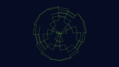 Spiraling maze intricate pattern of squares arranged in a circular spiral Stock Footage 253957377