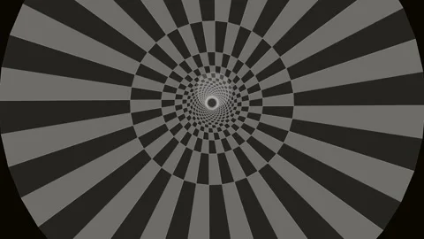Spiraling pattern with black and gray shapes rotating inward Stock Footage 336994625