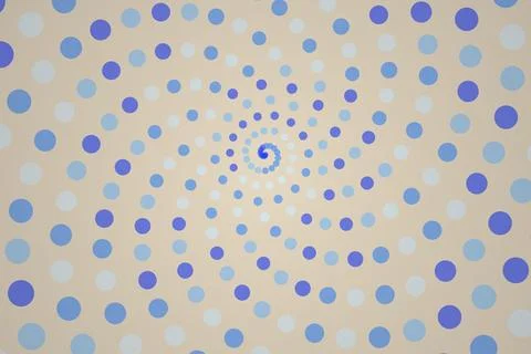 Spiraling pattern of blue and beige dots creating a swirl Stock Photos