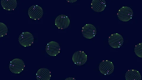 Spiraling pattern of green and blue circles on dark blue background Stock-Footage 267051342
