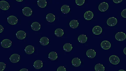 Spiraling pattern of green circles on dark background Stock-Footage 292945262