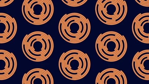 Spiraling purple circle pattern on a black background symmetrical and repeating Stock Footage 258905591