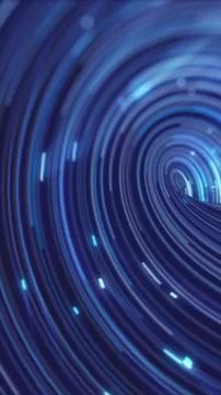 Spiraling rings of blue data light form a tunnel effect, creating a hypnoti.. Stock Illustration