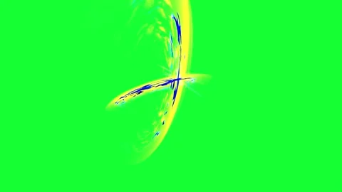 Spiraling Yellow Blue Whirl Effect on Green Screen for Fantasy VFX Stock Footage 264626334