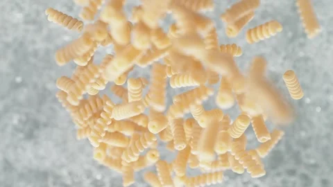 Spiralini Pasta Falling into Pot of Boiling Water Stock Footage 271398199