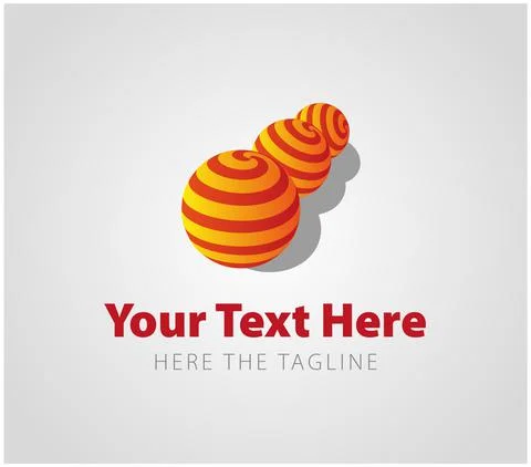 Spirally arranged red ribbons on three yellow balls in perspective. Ready logo Stock Illustration