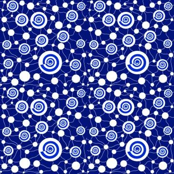 Spirals and circles pattern white dark blue 스톡 일러스트