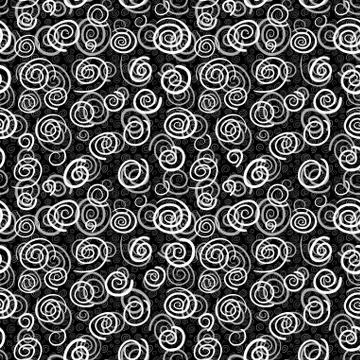 Spirals on black background - seamless pattern Stock Illustration