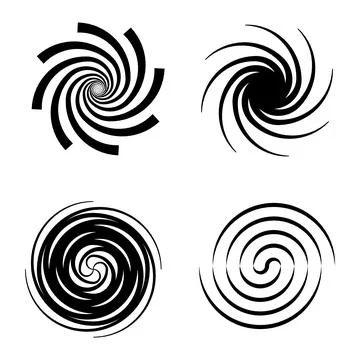 Spirals. Circular wave elements, psychedelic hypnosis symbols. Abstract twisted Illustrazione stock