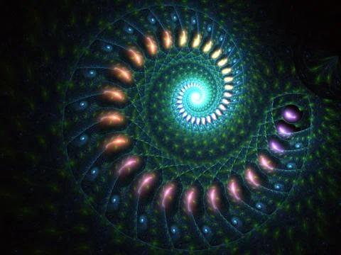 Spirals - mysterious psychedelic relaxation pattern. Glowing spiral banner, Stock-Illustration
