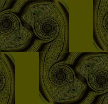 Spirals pattern olive green dark brown shifted Stock Illustration