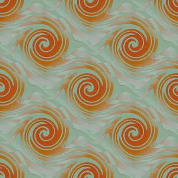 Spirals pattern orange pastel green gray Stock Illustration