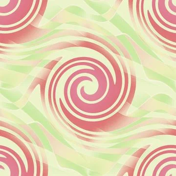 Spirals pattern pastel red green beige Stock Illustration