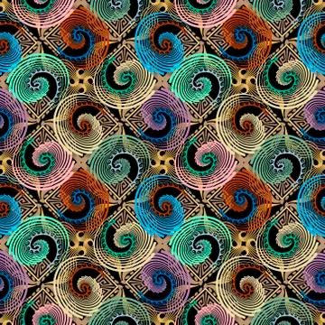 Spirals vector seamless pattern. Ornamental abstract geometric background. Ge Stock Illustration