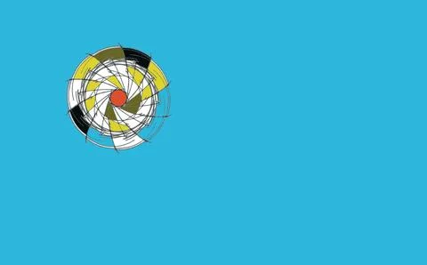 Spiral‑Segment Circular Abstract Design on Bright Blue Background Stock Illustration
