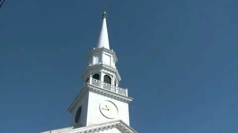 Spire on a church with a clock Stock-Footage 10684436