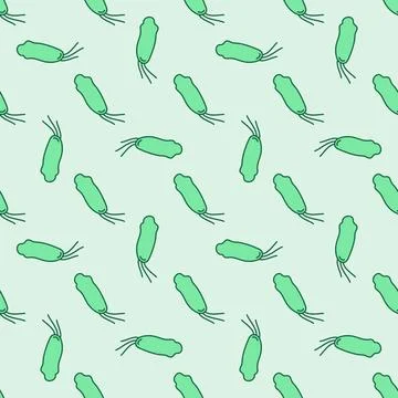 Spirillum Bacteria vector concept colored seamless pattern Stock Illustration