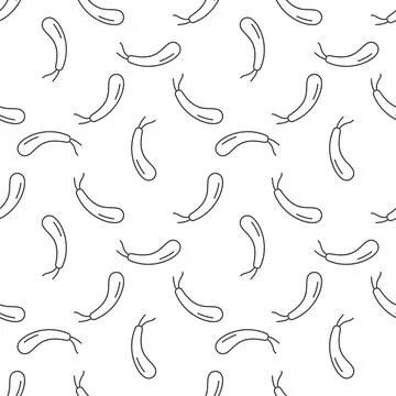 Spirillum vector Gram negative bacteria outline seamless pattern Stock Illustration