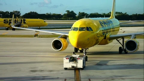 Spirit airlines airplane aircraft plane preparing for departure LAX airport  Stock Footage