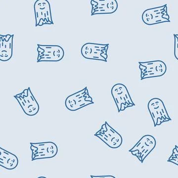 Spirit ghost line vector seamless pattern Stockillustratie