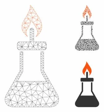 Spirit Lamp Fire Vector Mesh Carcass Model and Triangle Mosaic Icon イラスト素材