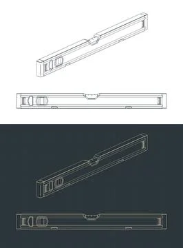 Spirit level isometric technical blueprints Stock Illustration
