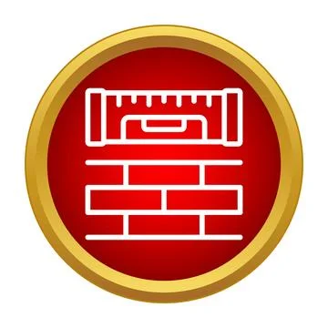 Spirit level tool checking brick wall alignment Stock Illustration