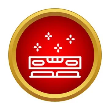 Spirit level tool working in red circle icon Stock Illustration