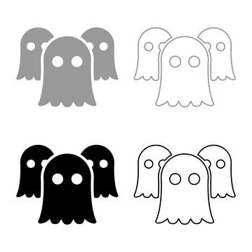 Spirits Ghosts set icon grey black color vector illustration image solid fill Stock Illustration