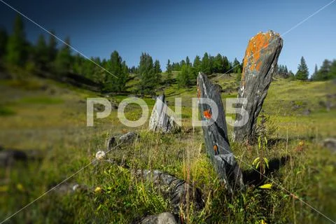 Spiritual rocks in the field Stock Photos