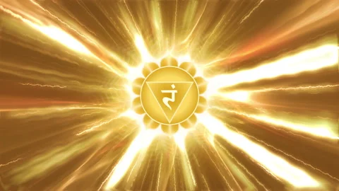 Spiritual Rotating Solar Plexus Chakra Manipura Yellow Loop Meditation Animation Stock Footage 274390570
