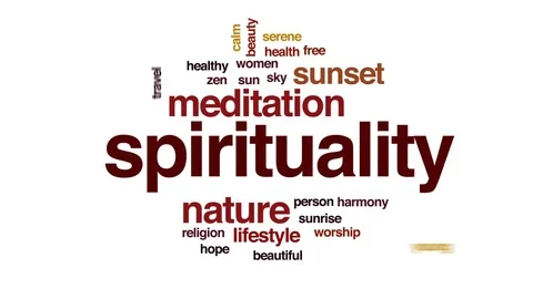 Spirituality animated word cloud, text design animation. Stock Footage