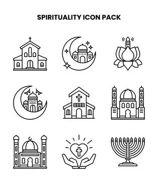Spirituality Line Bundle Icons Pack Stock Illustration