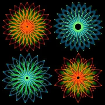 Spirograph on black Stock Illustration