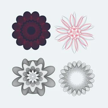 Spirograph ornament vector, simple thin motiff like flower arabic star geomeric  스톡 일러스트